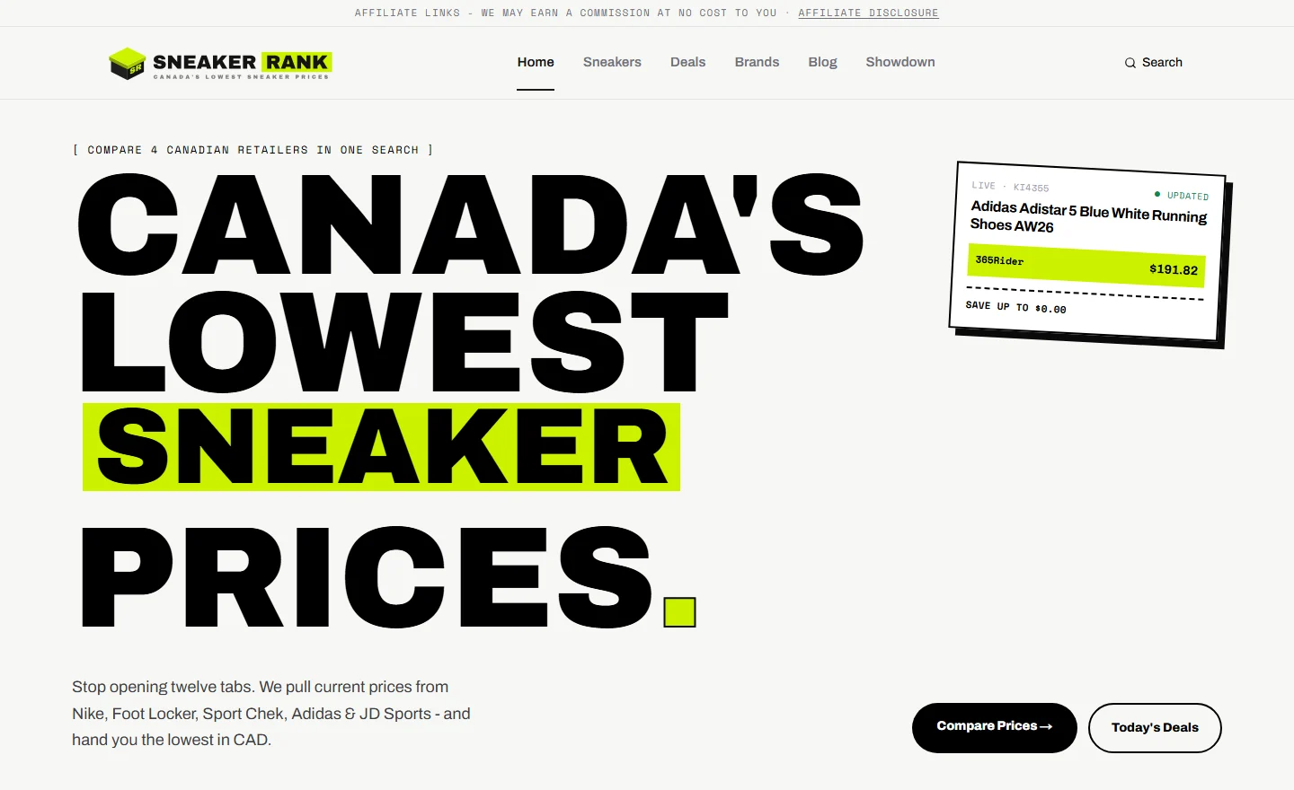 SneakerRank: Canada's sneaker prices compared in one search - screen 1