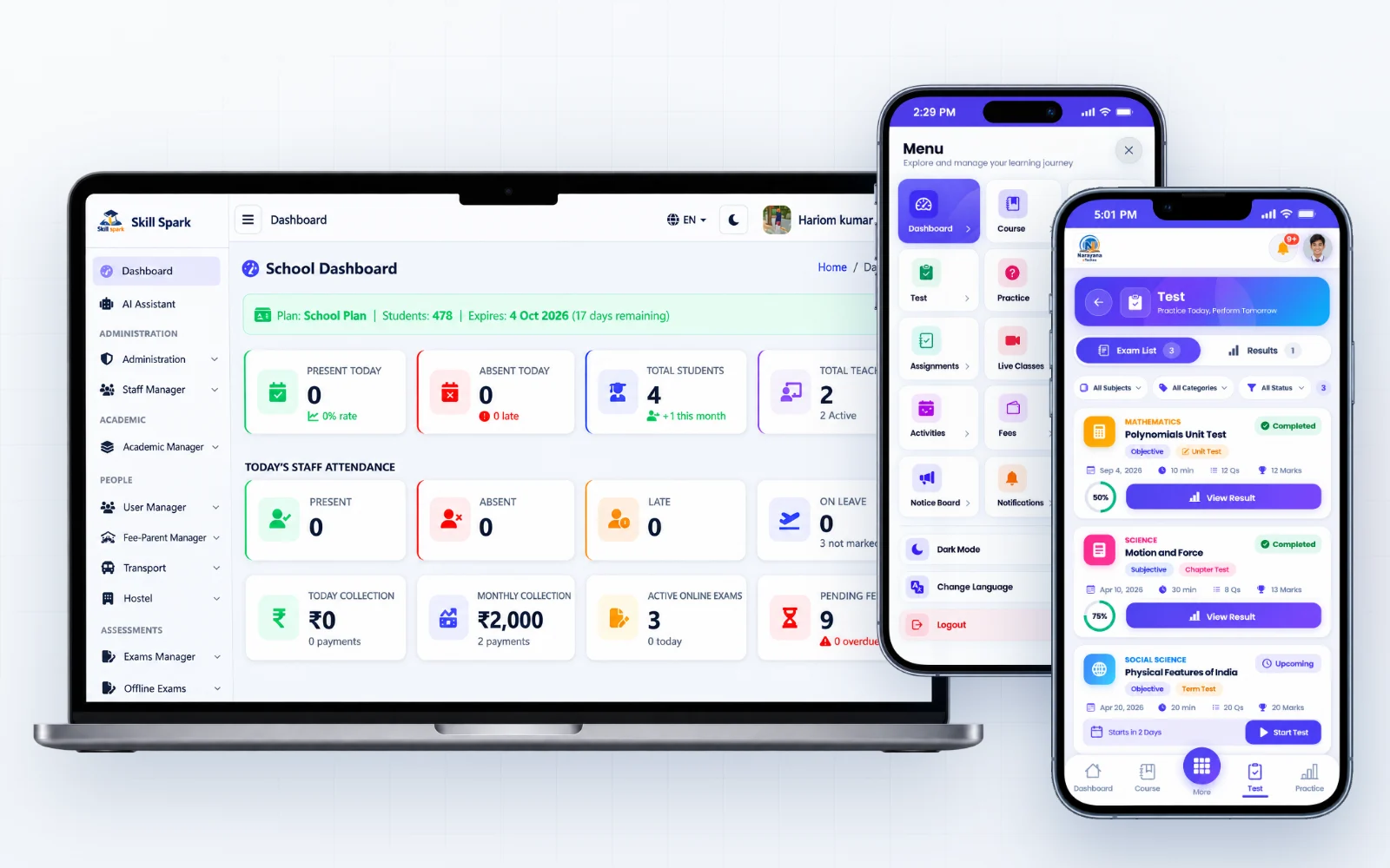 IntelCampus: one connected system for fees, attendance, exams and parents