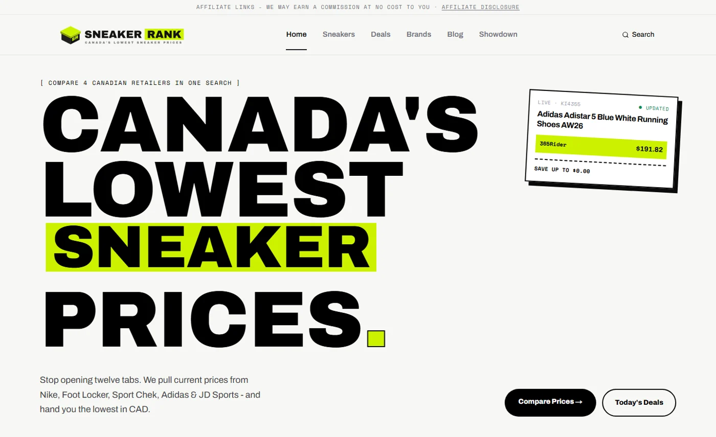SneakerRank: Canada's sneaker prices compared in one search